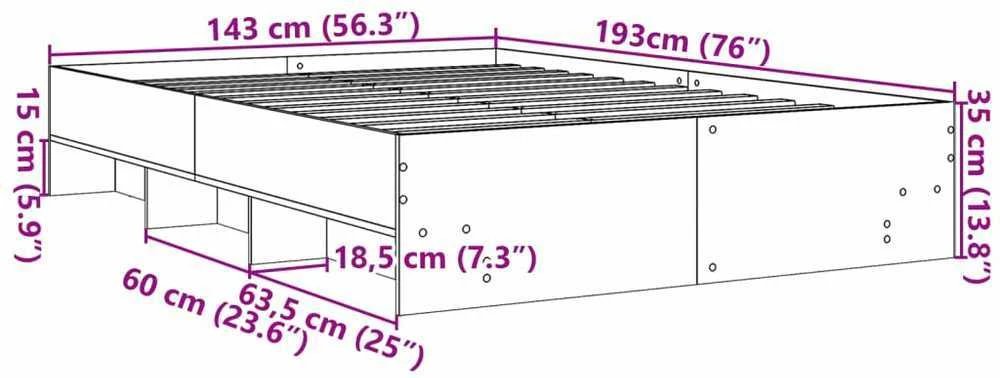 Lovos rėmas be čiužinio, dūminis, 140x190cm, apdirbta mediena