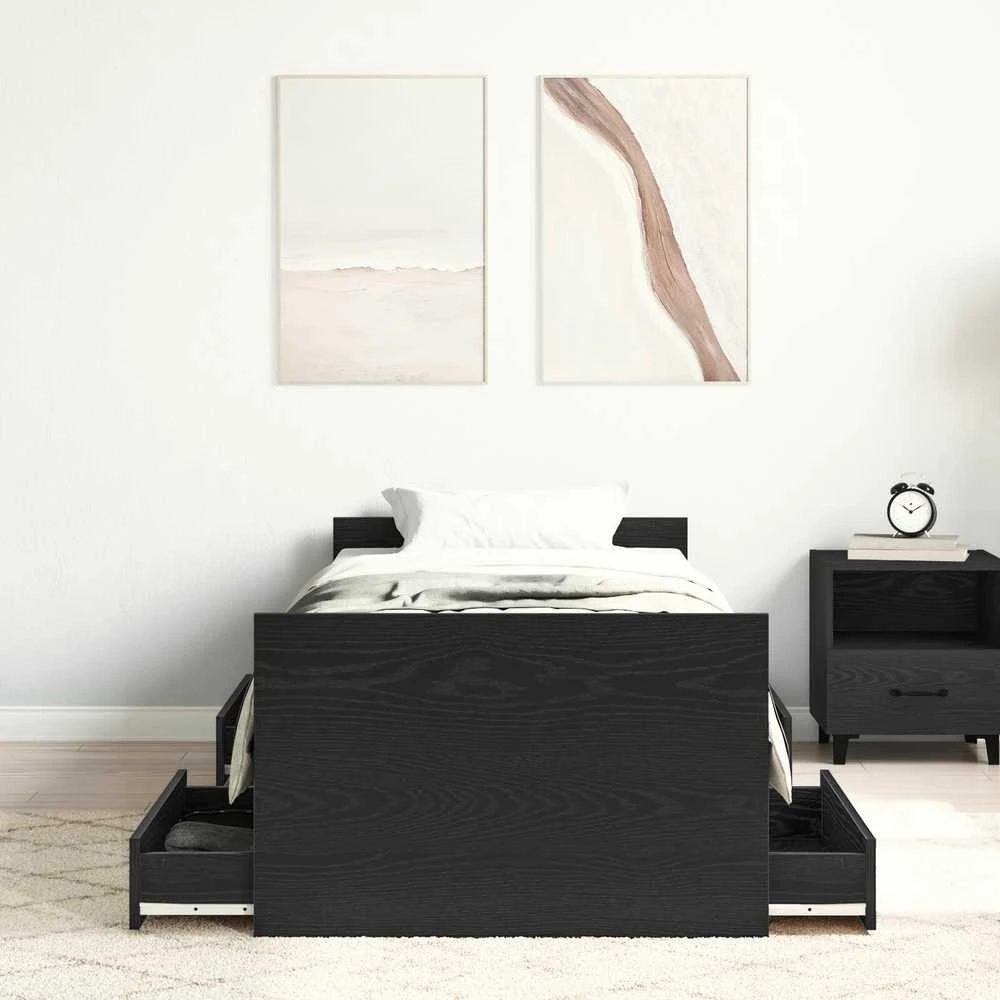 Lova Lovos rėmas Juodas ąžuolas 193 x 78 x 50 cm Apdirbta mediena