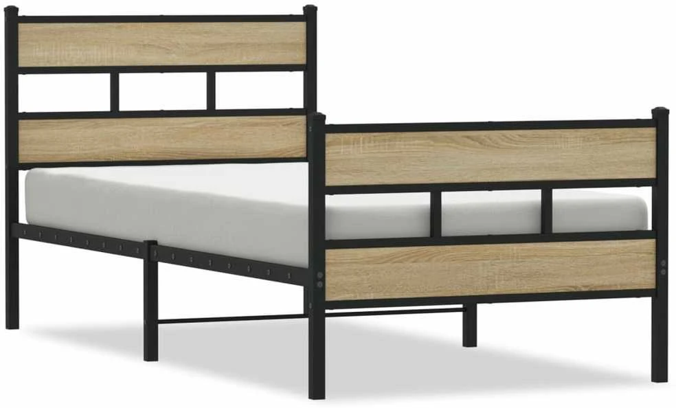 Lovos rėmas be čiužinio, sonoma ąžuolo, 90x200cm, metalas