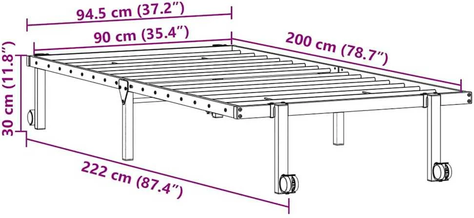 lovos rėmas be čiužinio Sulankstomas baltas 90x200 cm plienas
