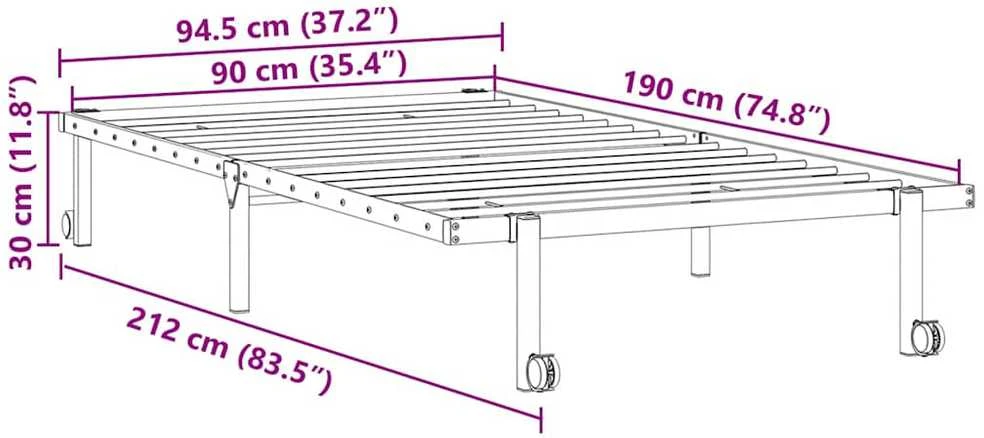 Lovos rėmas be čiužinio Sulankstomas baltas 90x190 cm Plieninis