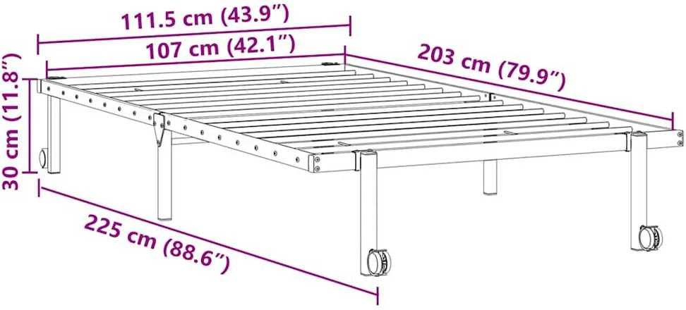 Lova Lovos rėmas be čiužinio Sulankstomas baltas 107x203 cm Plienas