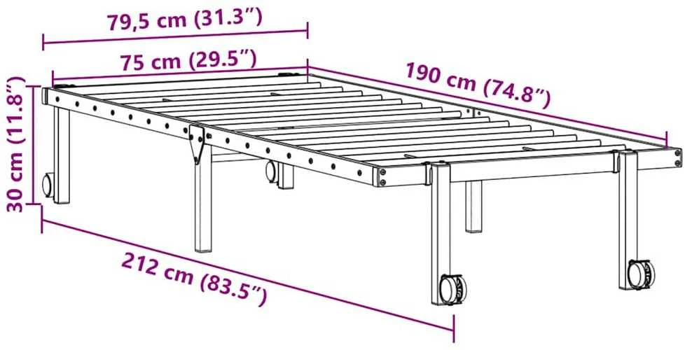 Lova Lovos rėmas be čiužinio Sulankstomas baltas 75x190 cm Plienas