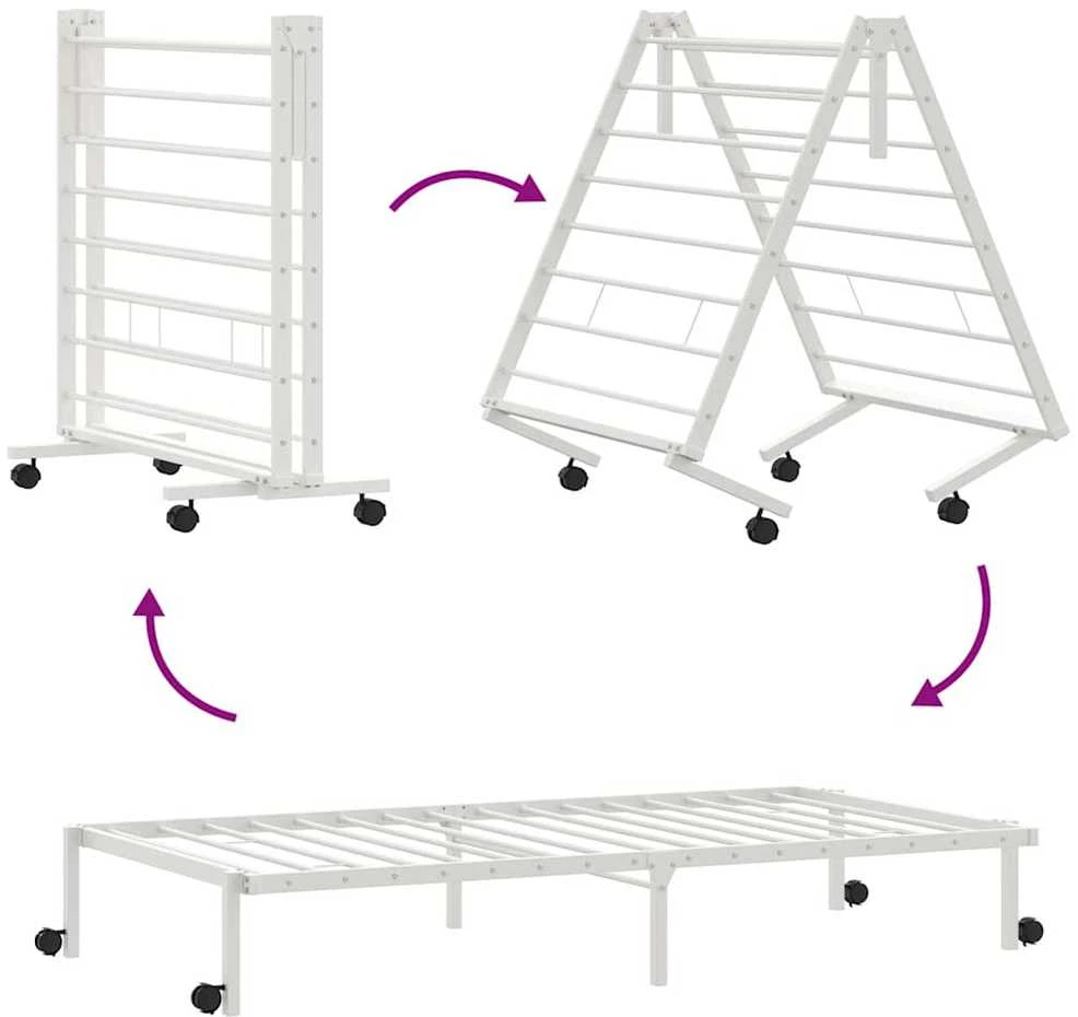 Lovos rėmas be čiužinio Sulankstomas baltas 90x190 cm Plieninis