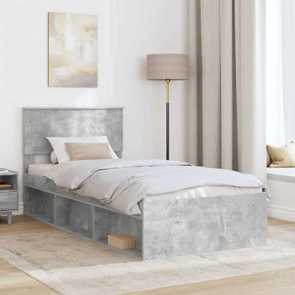Lova Lovos rėmas Betoninė 90 x 200 cm Kietos pušies mediena