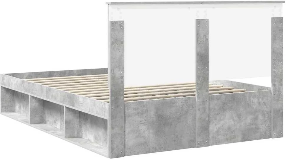 Lova Lovos rėmas Betono pilka 135 x 190 cm Kietos pušies mediena