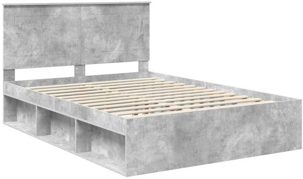 Lovos rėmas Betono pilka 150 x 200 cm Kietos pušies mediena