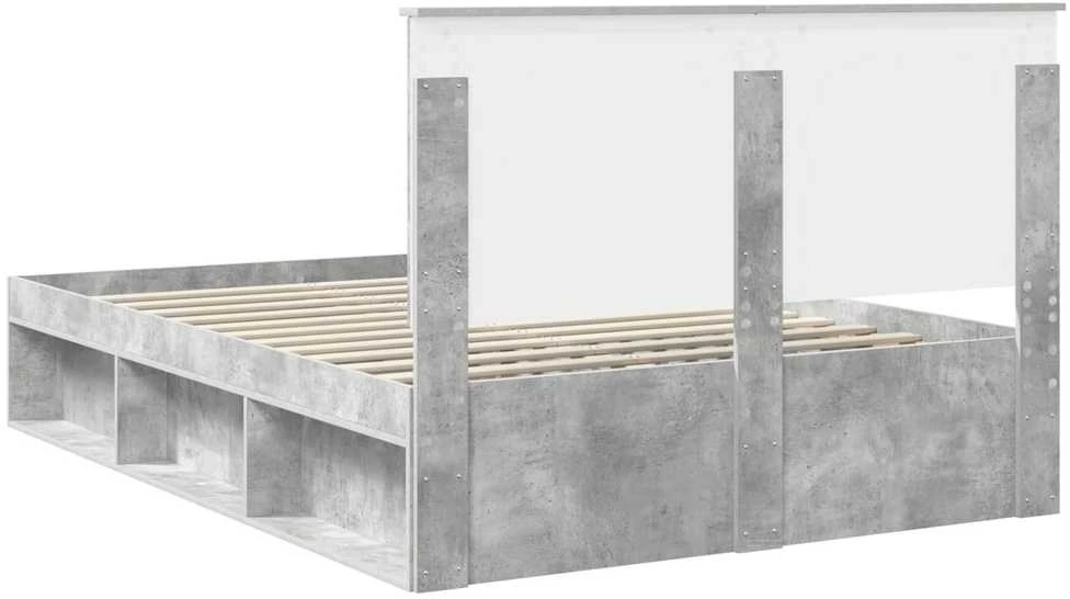 Lovos rėmas Betono pilka 150 x 200 cm Kietos pušies mediena