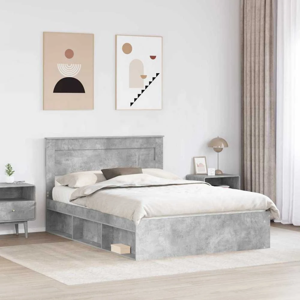 Lovos rėmas Betono pilka 150 x 200 cm Kietos pušies mediena