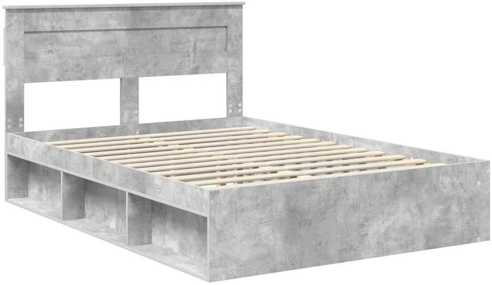 Lovos rėmas Betono pilka 150 x 200 cm Kietos pušies mediena