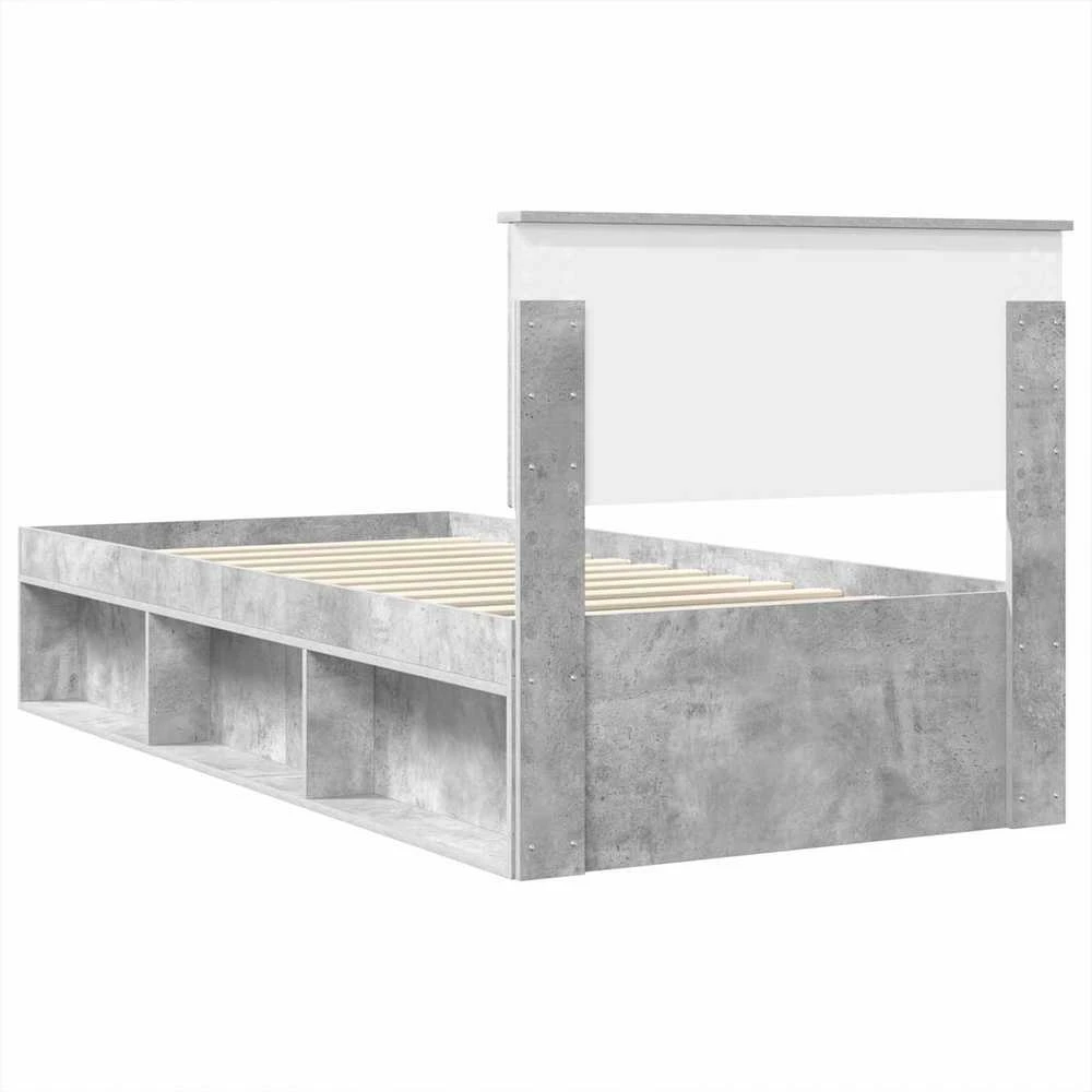 Lova Lovos rėmas Betono pilka 75 x 190 cm Apdirbta mediena