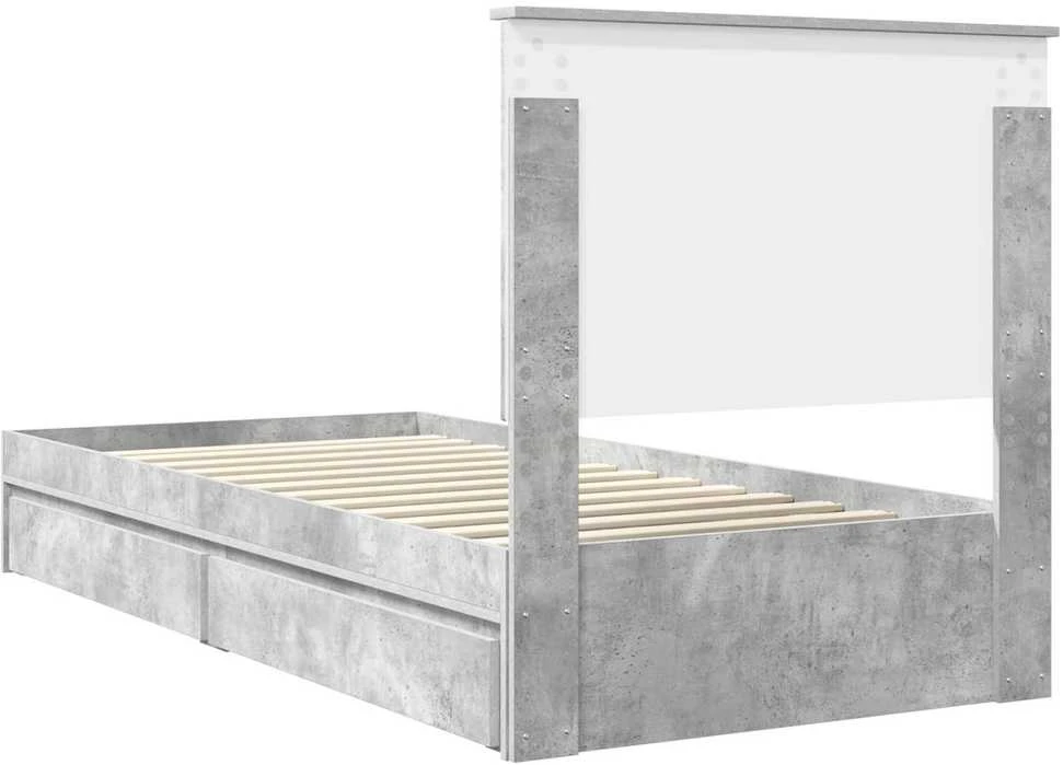 Saugos lova Betono pilka 90 x 190 cm Apdirbta mediena