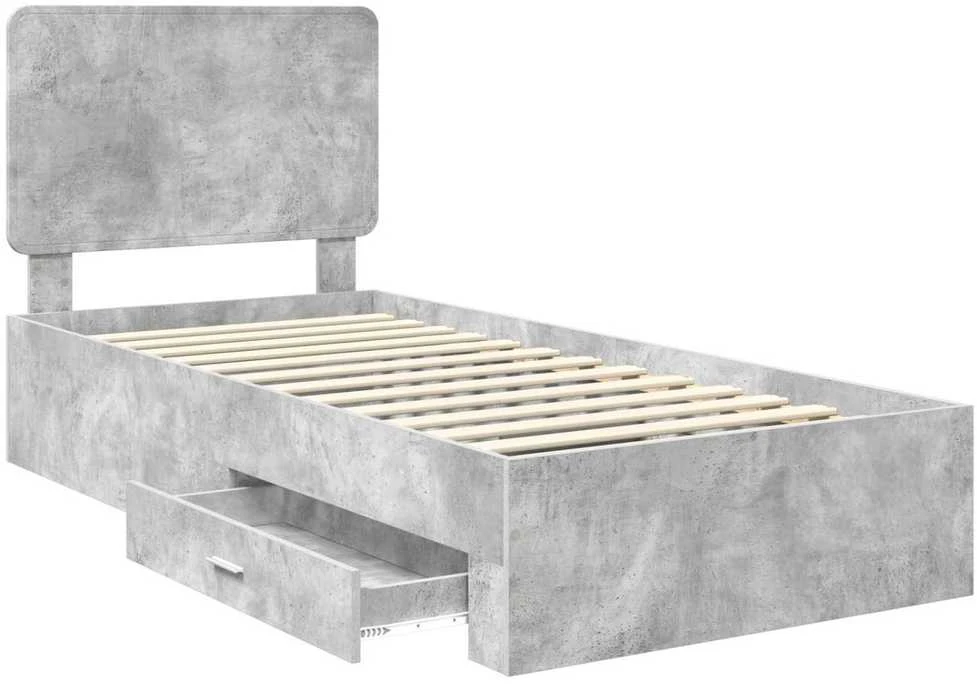 Lova Lovos rėmas Betono pilka 90 x 190 cm Apdirbta mediena