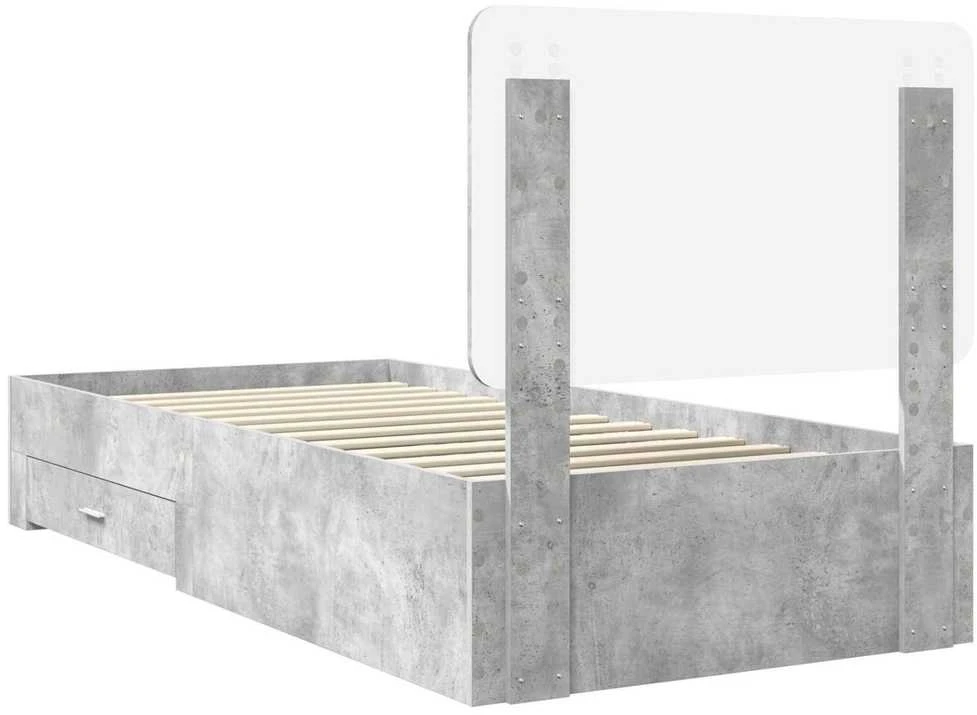 Lova Lovos rėmas Betono pilka 90 x 190 cm Apdirbta mediena