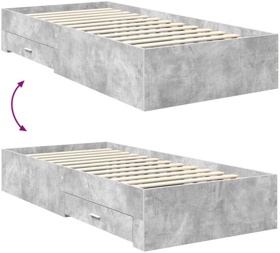 Lova Lovos rėmas Betono pilka 90 x 200 cm Apdirbta mediena