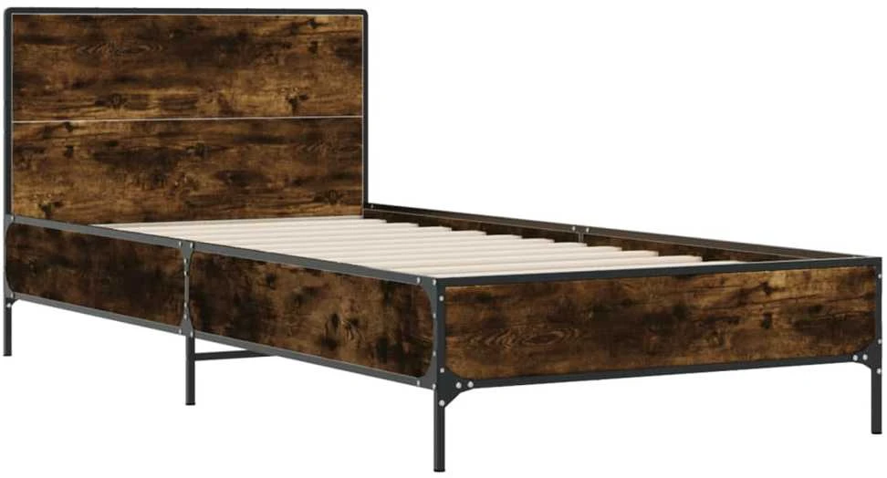 Lovos rėmas, dūminio ąžuolo, 75x190cm, apdirbta mediena/metalas