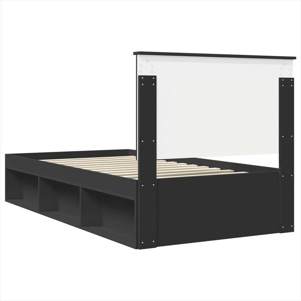 Lova Lovos rėmas Juoda 100 x 200 cm Kietos pušies mediena