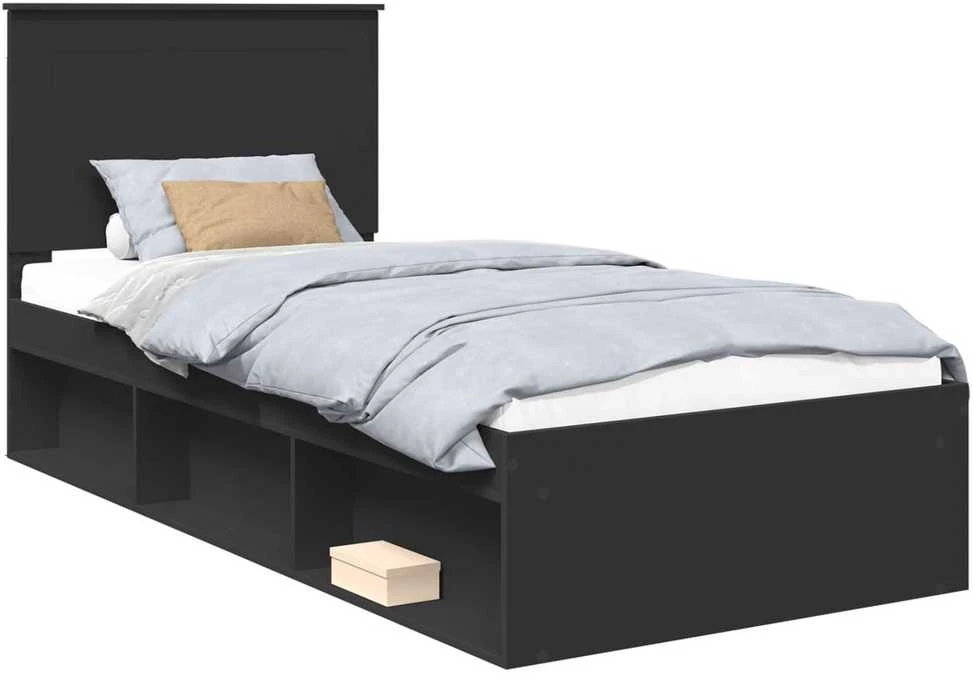 Lova Lovos rėmas Juoda 100 x 200 cm Kietos pušies mediena