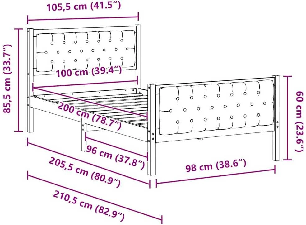 Lova Lovos rėmas Juoda 100 x 200 cm Kietos pušies mediena