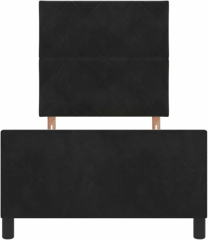 Kiemas lova su galvūgalio Juoda 100 x 200 cm Aksomas