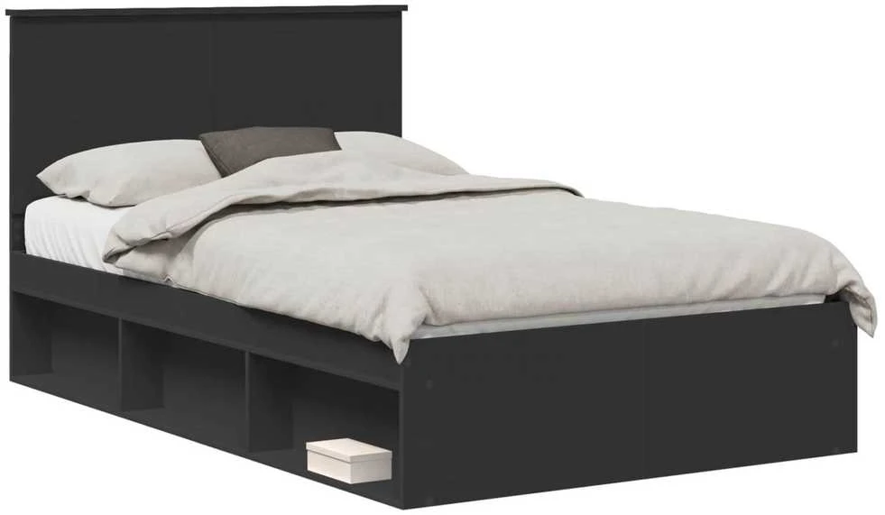 Lova Lovos rėmas Juoda 120 x 190 cm Kietos pušies mediena