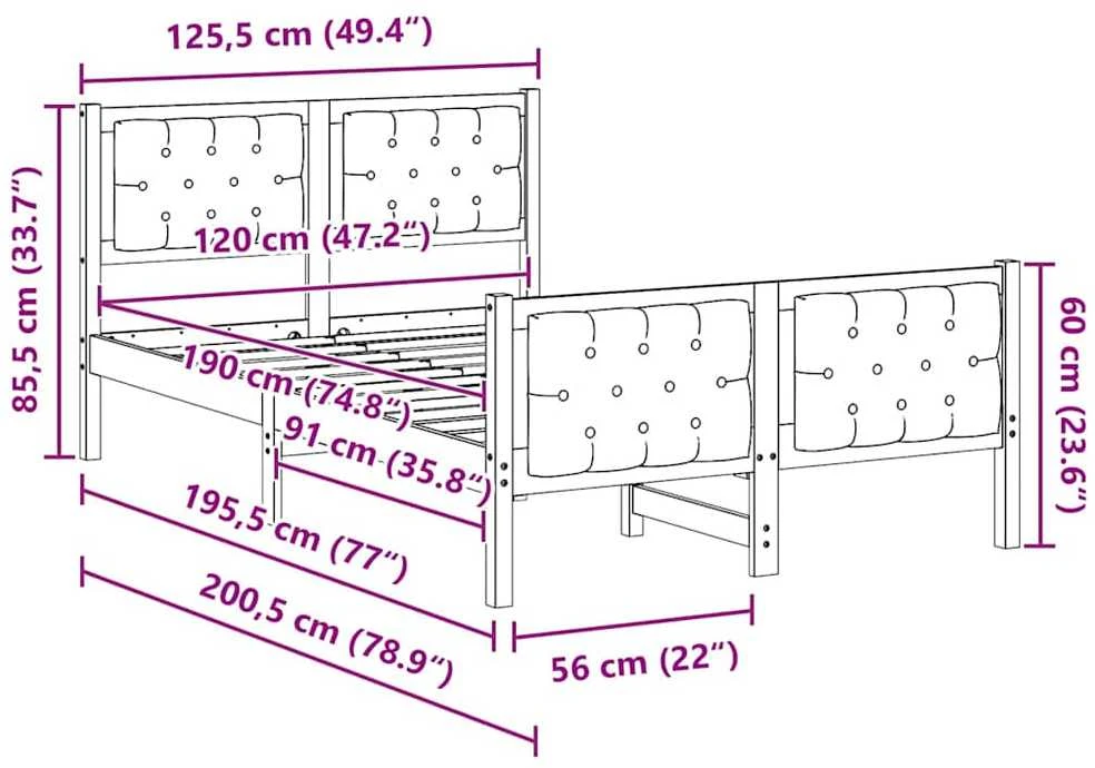 Lova Lovos rėmas Juoda 120 x 190 cm Kietos pušies mediena