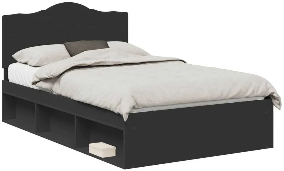 Lova Lovos rėmas Juoda 120 x 190 cm Kietos pušies mediena