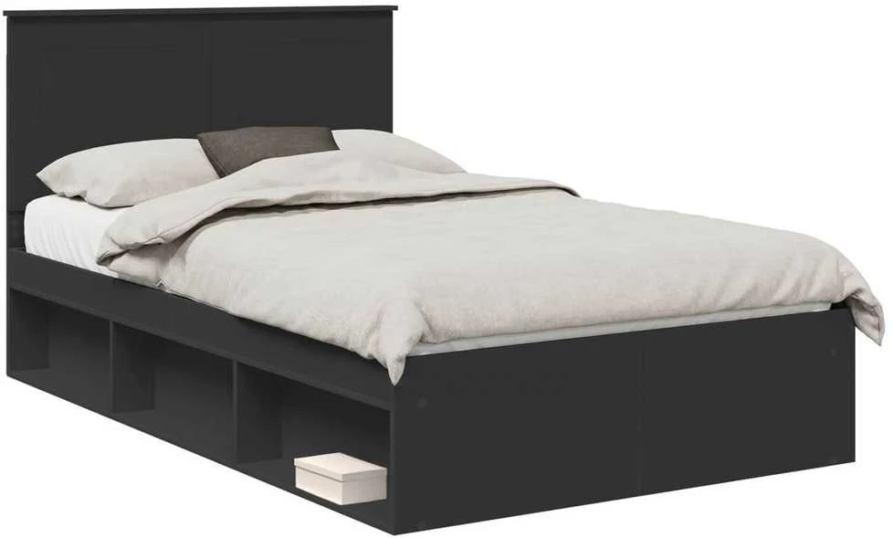 Lova Lovos rėmas Juoda 120 x 190 cm Kietos pušies mediena