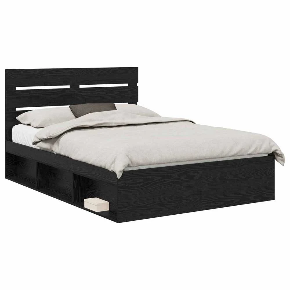 Lovos rėmas Juoda 140 x 190 cm Kietos pušies mediena