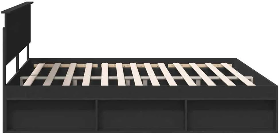 Lovos rėmas Juoda 200 x 200 cm Kietos pušies mediena