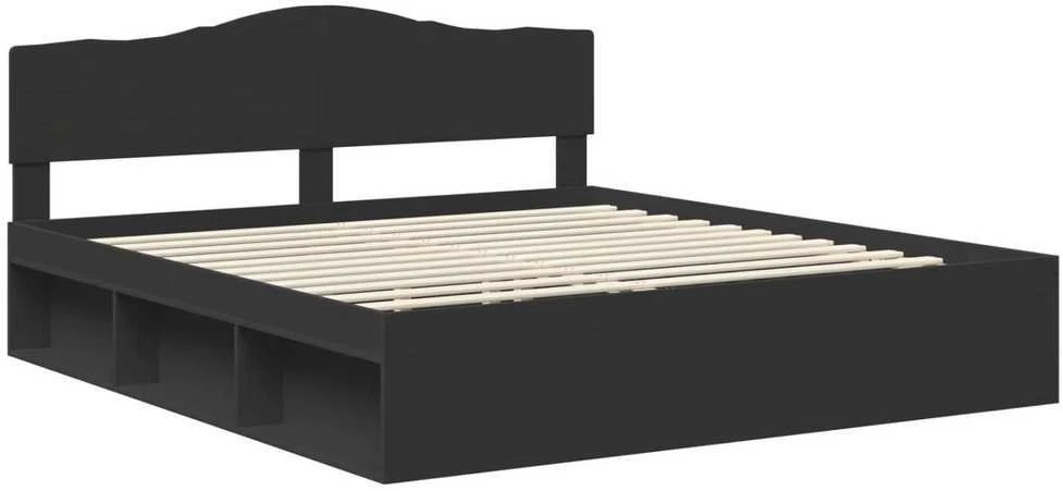 Lovos rėmas Juoda 200 x 200 cm Kietos pušies mediena