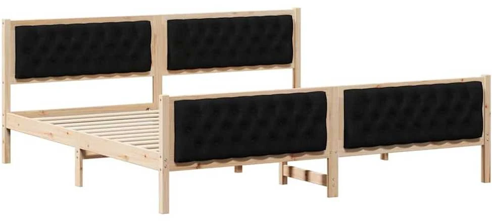 Lovos rėmas Juoda 200 x 200 cm Kietos pušies mediena