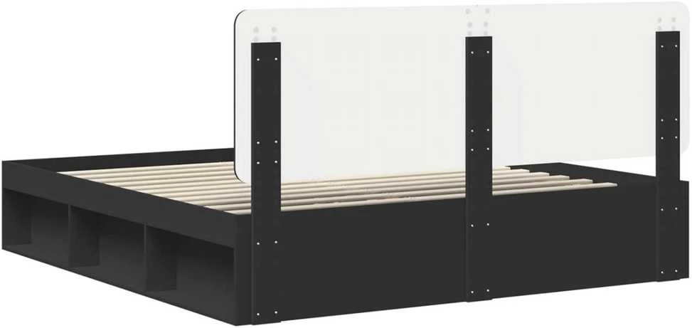 Lovos rėmas Juoda 200 x 200 cm Kietos pušies mediena