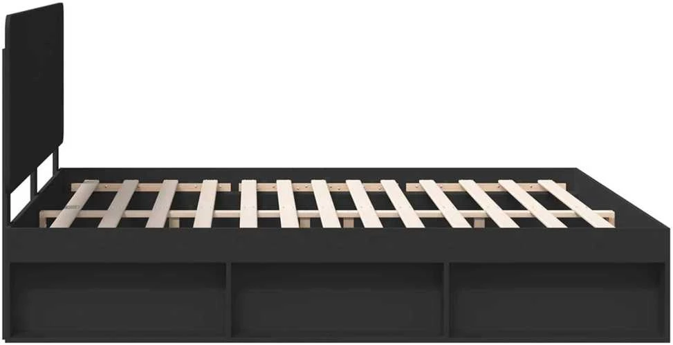 Lovos rėmas Juoda 200 x 200 cm Kietos pušies mediena