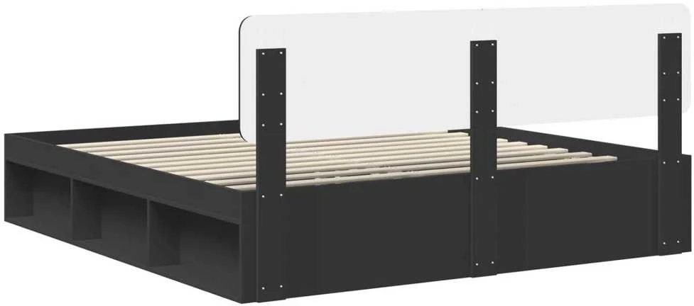 Lovos rėmas Juoda 200 x 200 cm Kietos pušies mediena