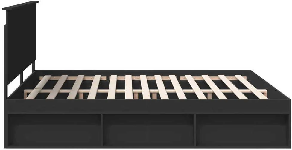 Lovos rėmas Juoda 200 x 200 cm Kietos pušies mediena