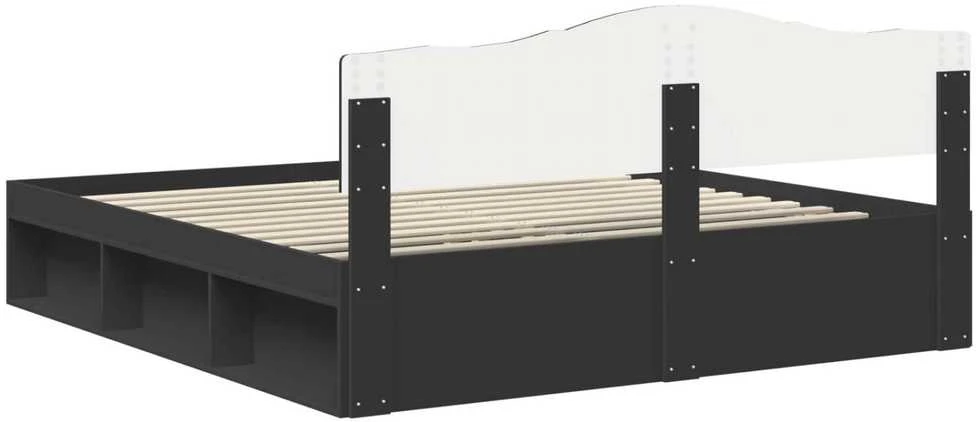Lovos rėmas Juoda 200 x 200 cm Kietos pušies mediena
