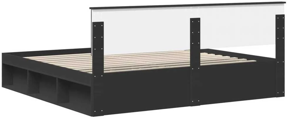 Lovos rėmas Juoda 200 x 200 cm Kietos pušies mediena