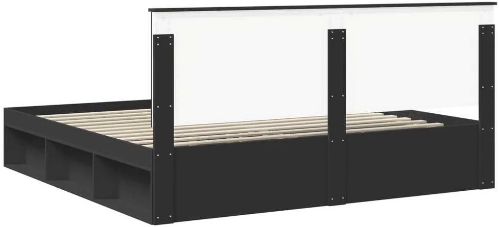 Lovos rėmas Juoda 200 x 200 cm Kietos pušies mediena