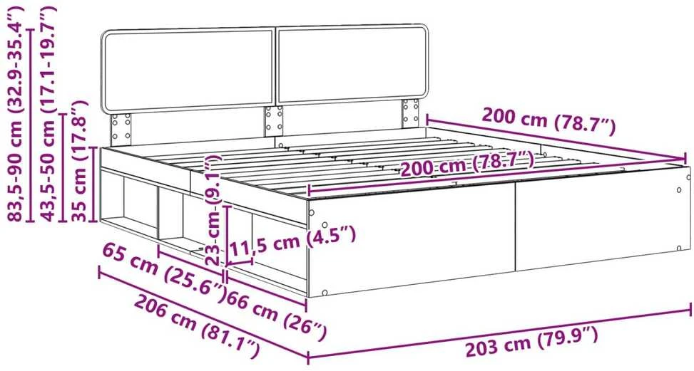 Lovos rėmas Juoda 200 x 200 cm Kietos pušies mediena