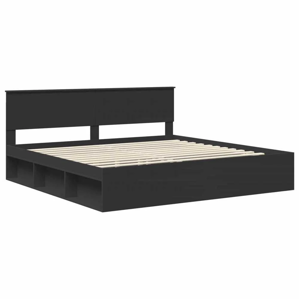Lovos rėmas Juoda 200 x 200 cm Kietos pušies mediena