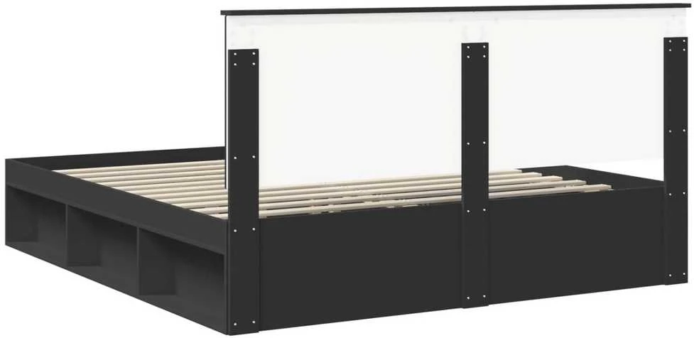 Lovos rėmas Juoda 200 x 200 cm Kietos pušies mediena