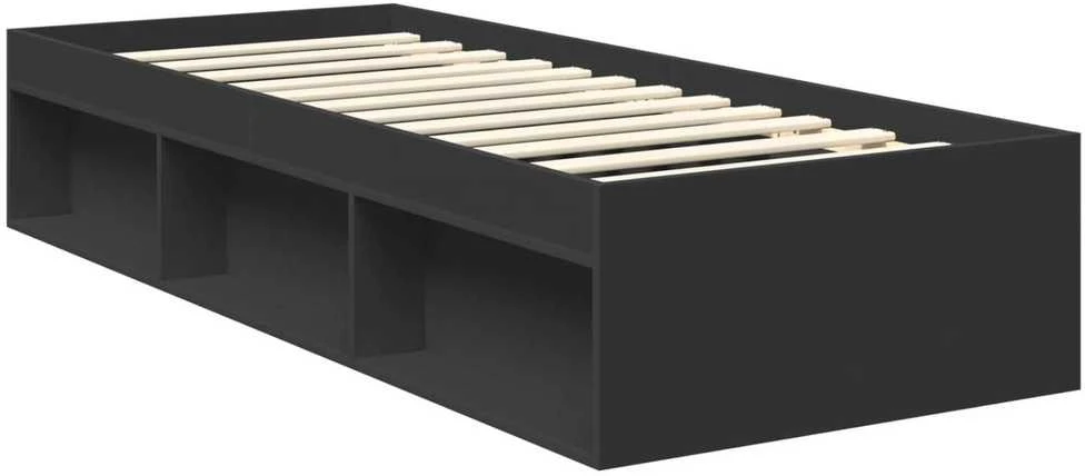 Lova Lovos rėmas Juoda 75 x 190 cm Kietos pušies mediena