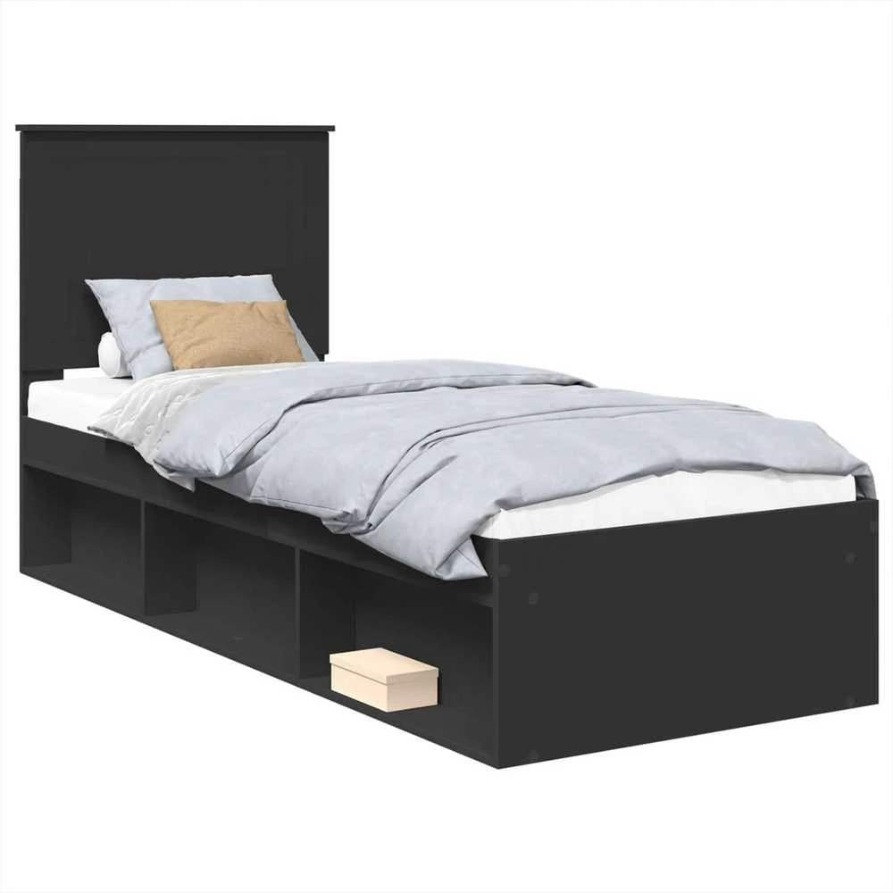 Lova Lovos rėmas Juoda 75 x 190 cm Kietos pušies mediena