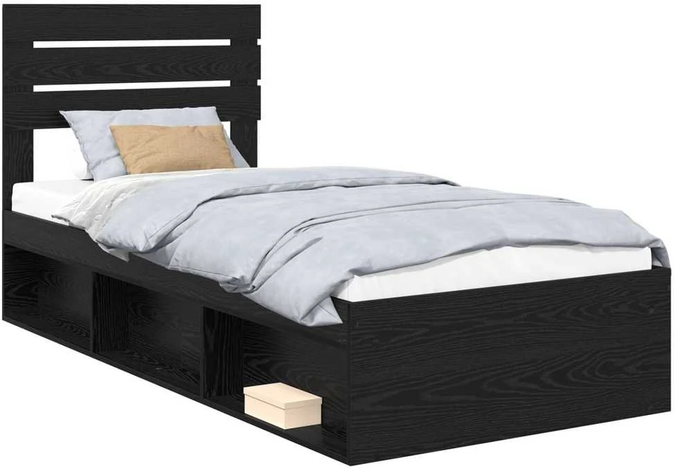 Lova Lovos rėmas Juoda 90 x 190 cm Kietos pušies mediena