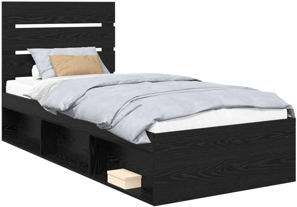 Lova Lovos rėmas Juoda 90 x 190 cm Kietos pušies mediena