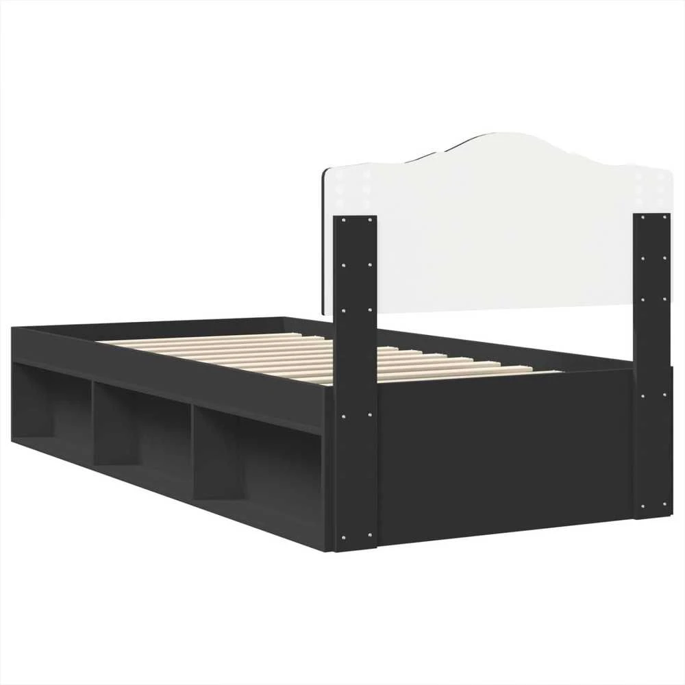 Lova Lovos rėmas Juoda 90 x 190 cm Kietos pušies mediena