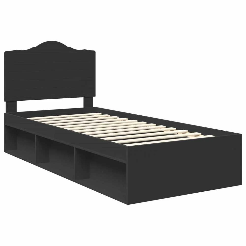 Lova Lovos rėmas Juoda 90 x 190 cm Kietos pušies mediena