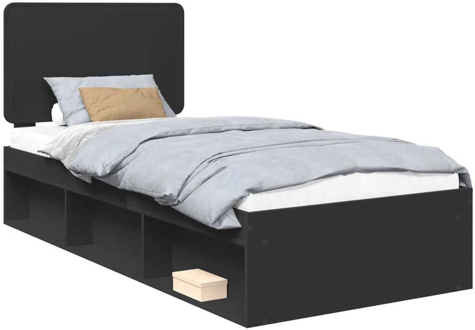 Lova Lovos rėmas Juoda 90 x 190 cm Kietos pušies mediena
