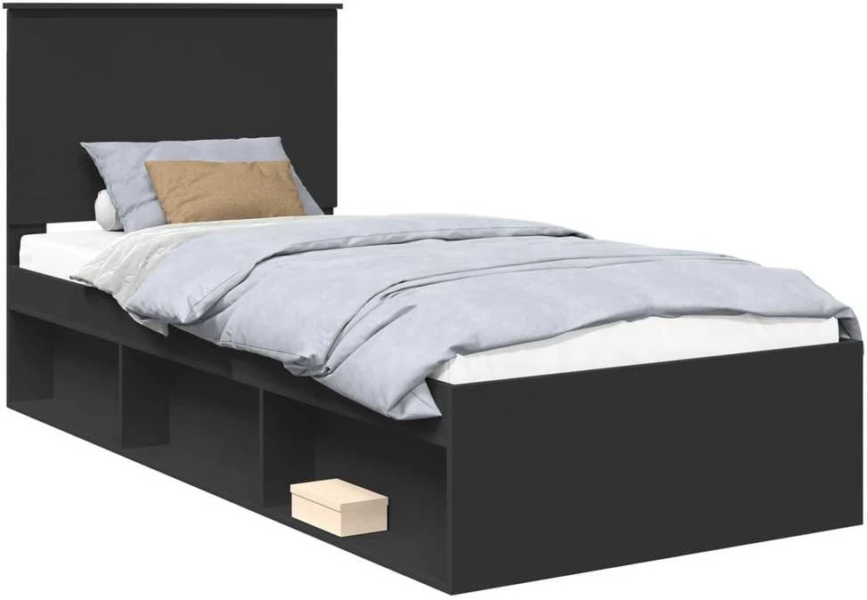 Lova Lovos rėmas Juoda 90 x 190 cm Kietos pušies mediena
